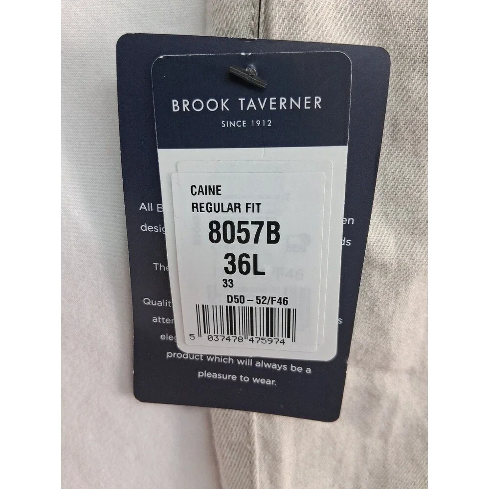 New Brook Taverner Caine Classic Fit Linen Pants Men 36L Tan Chinos Preppy NWT